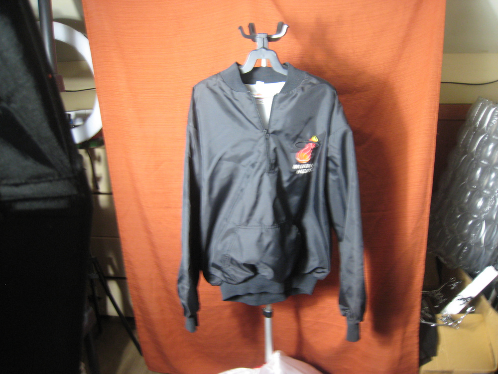 Vtg 90s Miami Heat Pullover Jacket XL Black NBA Owens Corning Fiberglas Promo